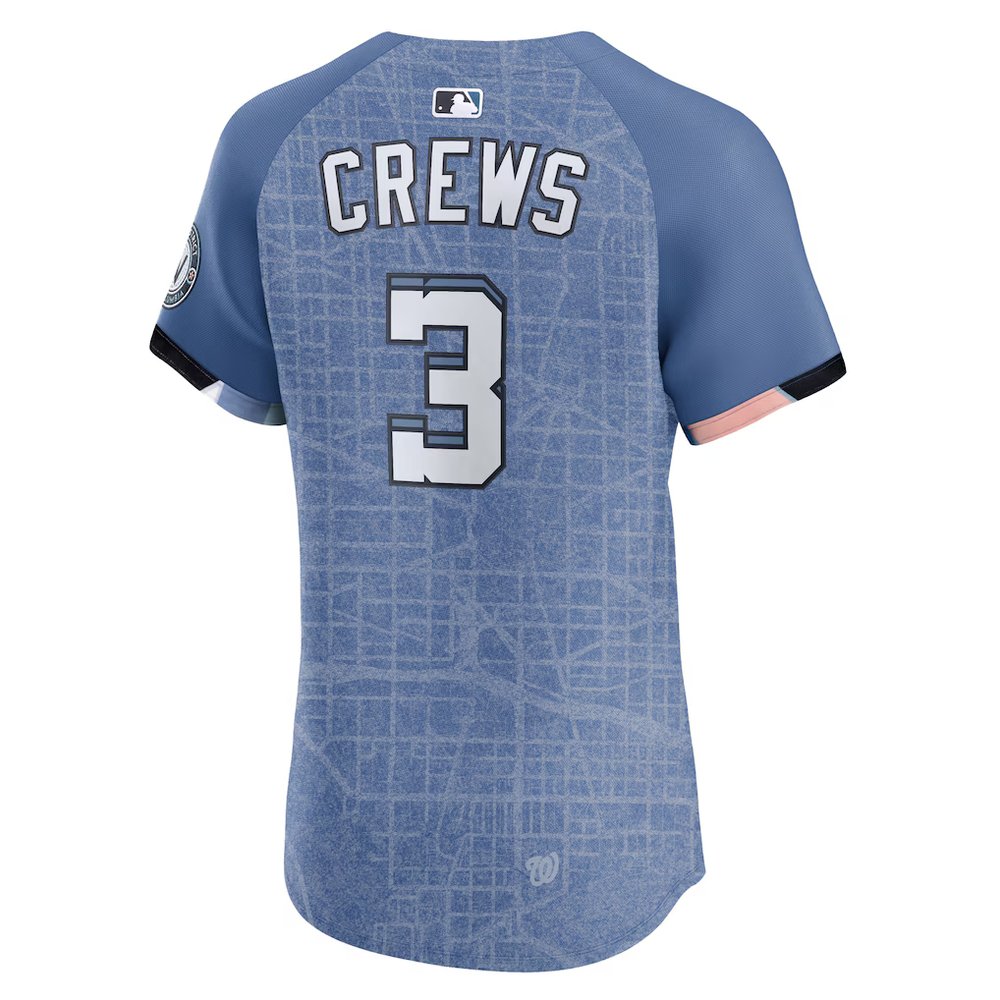 Men's Washington Nationals #3 Dylan Crews Nike Blue 2025 City Connect Elite Jersey