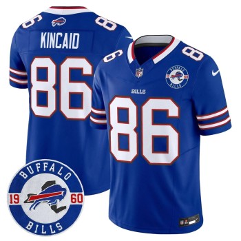 Men's Buffalo Bills #86 Dalton Kincaid Royal Est. 1960 Patch Vapor F.U.S.E. Limited Jersey