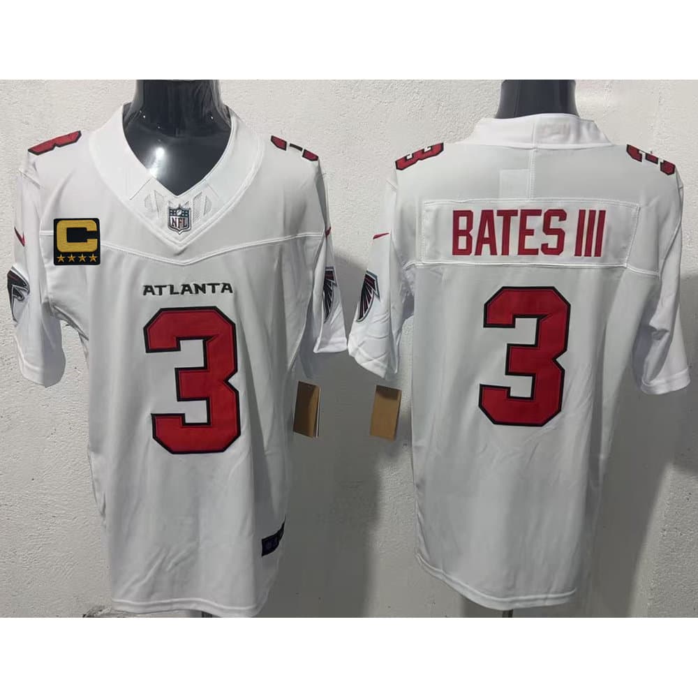Youth Atlanta Falcons #3 Jessie Bates III White 2026 New 4-Star C Patch Vapor F.U.S.E. Untouchable Limited Jersey