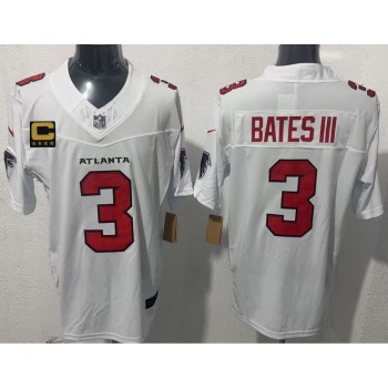 Men's Atlanta Falcons #3 Jessie Bates III White 2026 New 4-Star C Patch Vapor F.U.S.E. Untouchable Limited Jersey