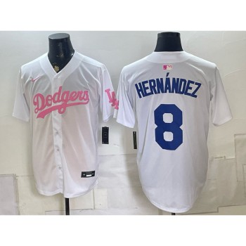 Men's Los Angeles Dodgers #8 Enrique Hernandez White Cool Base Stitched Baseball Jersey