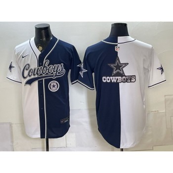 Youth Dallas Cowboys Navy Split Cool Base Stitched Baseball Jersey