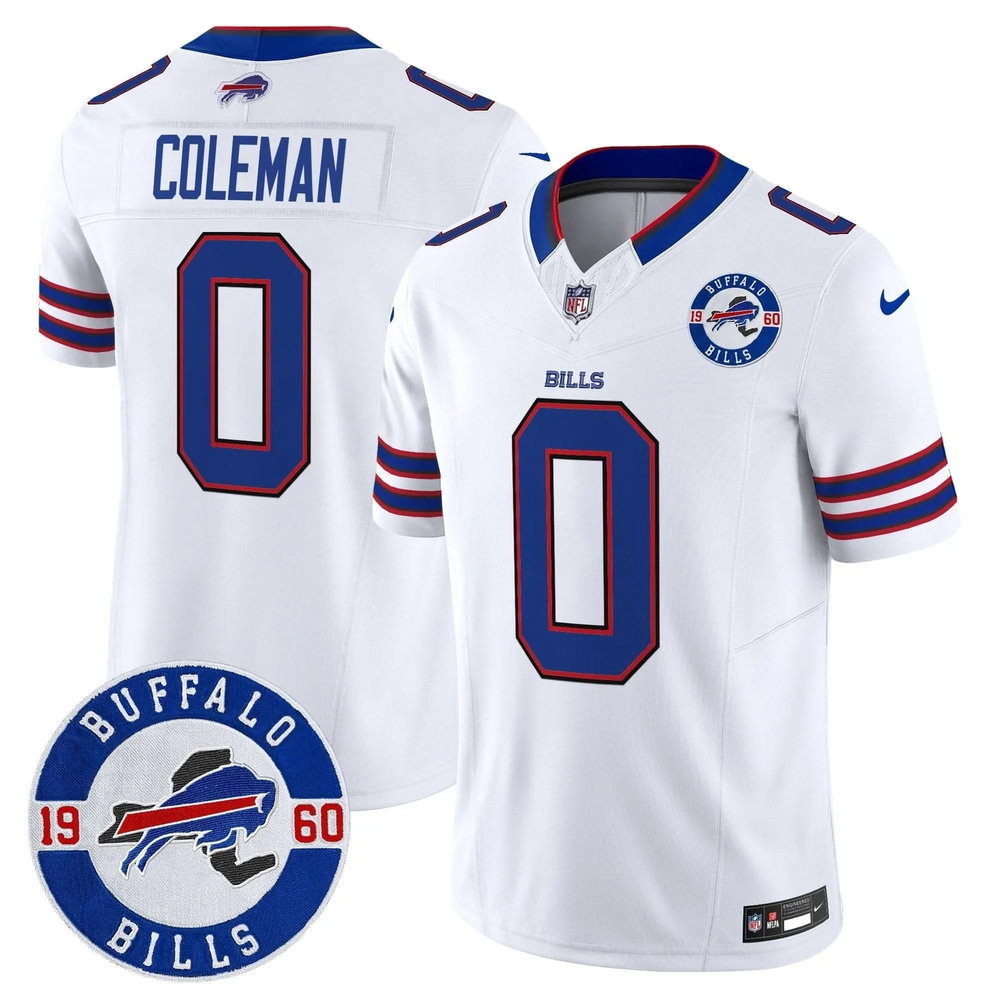 Youth Buffalo Bills #0 Keon Coleman White Est. 1960 Patch Vapor F.U.S.E. Limited Jersey