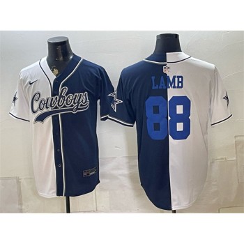 Men's Dallas Cowboys #88 CeeDee Lamb Navy Split Stitched Jersey