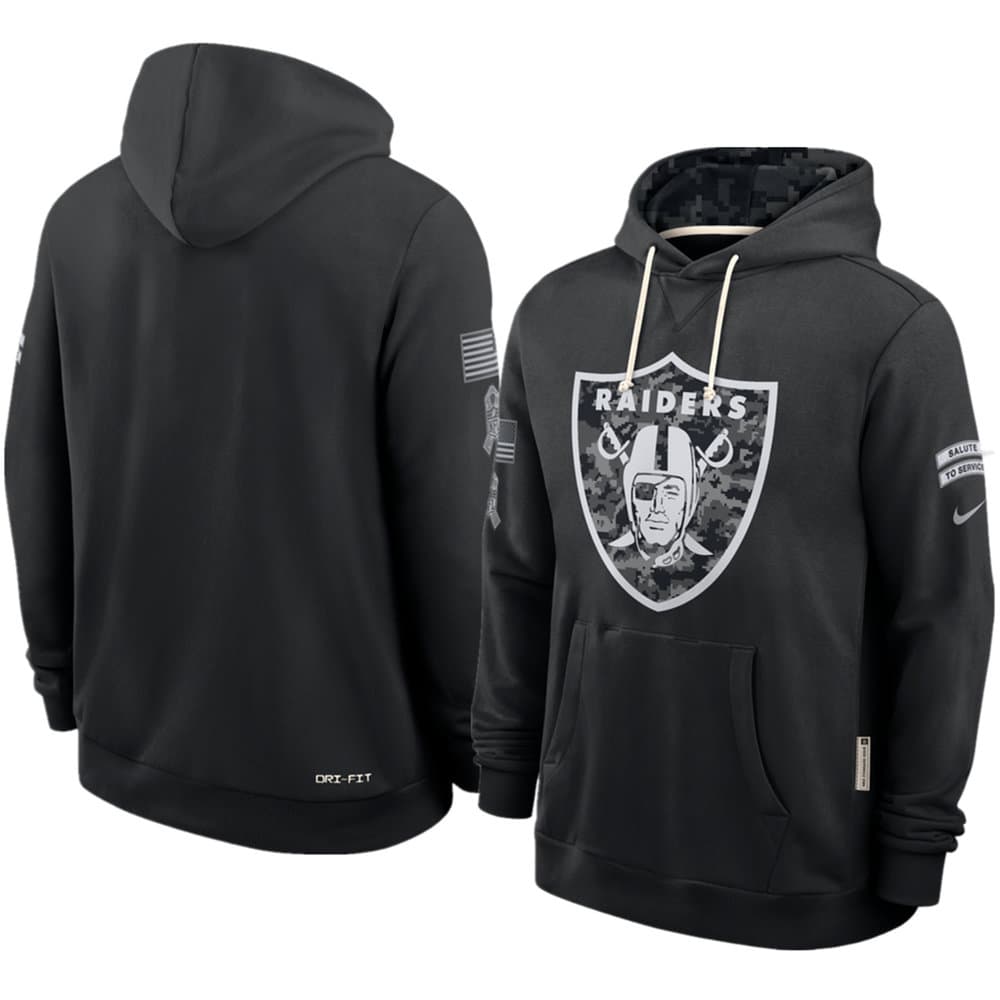 Men's Las Vegas Raiders Nike Black 2026 Salute to Service Sideline Dri-FIT Pullover Hoodie