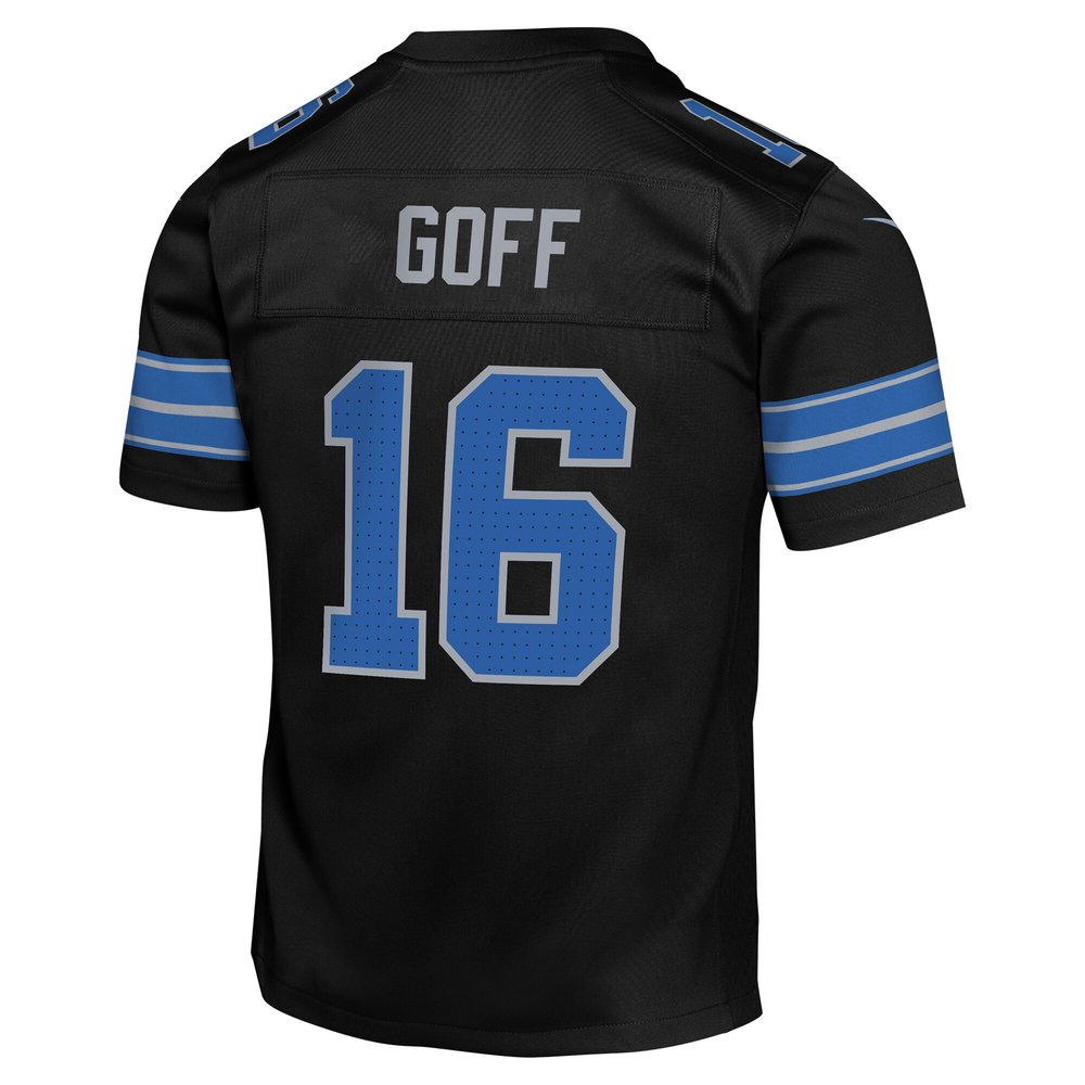 Youth Detroit Lions #16 Jared Goff Black Alternate Player Game Jersey