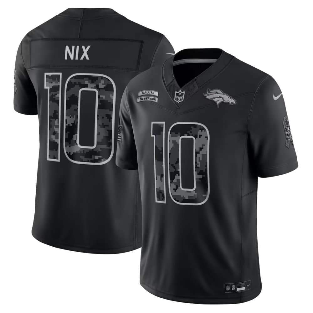 Men's Denver Broncos #10 Bo Nix Nike Black 2026 Salute to Service Vapor F.U.S.E. Limited Jersey