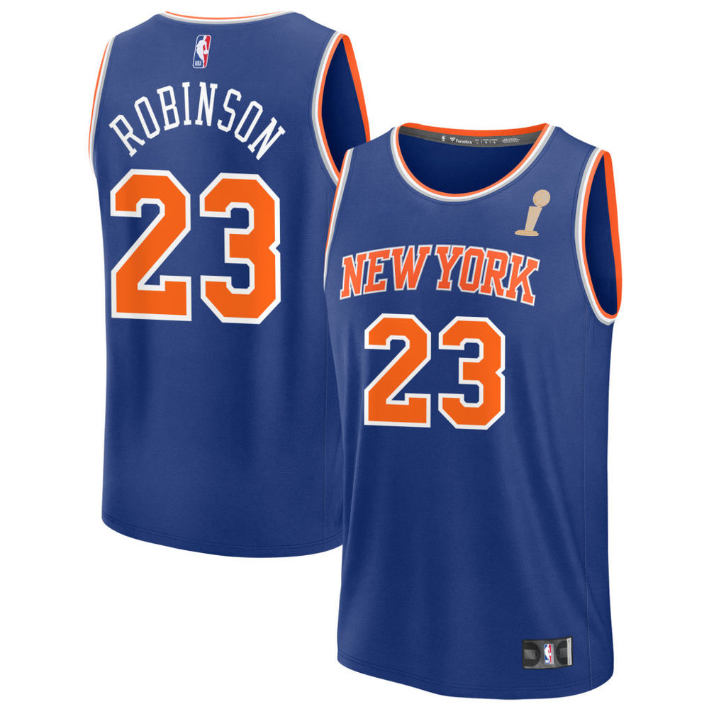 Women's New York Knicks #23 Mitchell Robinson Blue 2026 NBA Finals Champions Fast Break Icon Edition Jersey
