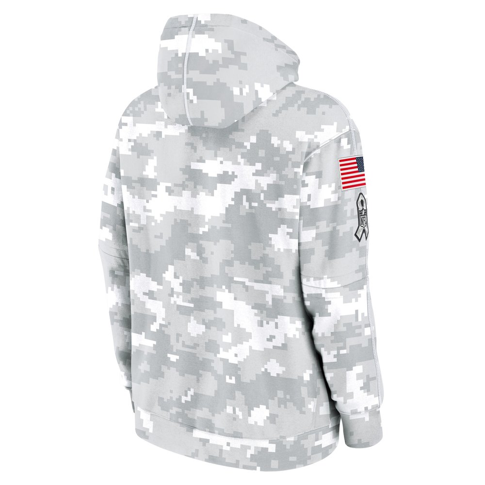 Youth Pittsburgh Steelers White/Gray 2024 Salute To Service Pullover Hoodie