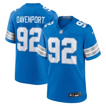 Men's Detroit Lions Marcus Davenport  Blue Team Game Jersey