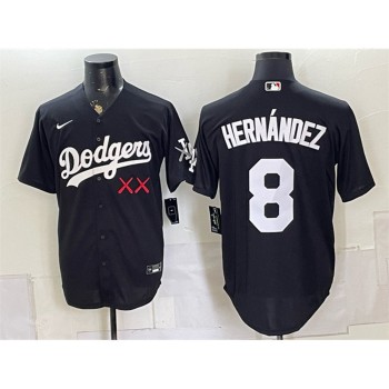Men's Los Angeles Dodgers x KAWS #8 Enrique Hernandez Black Vapor Premier Limited Baseball Jersey