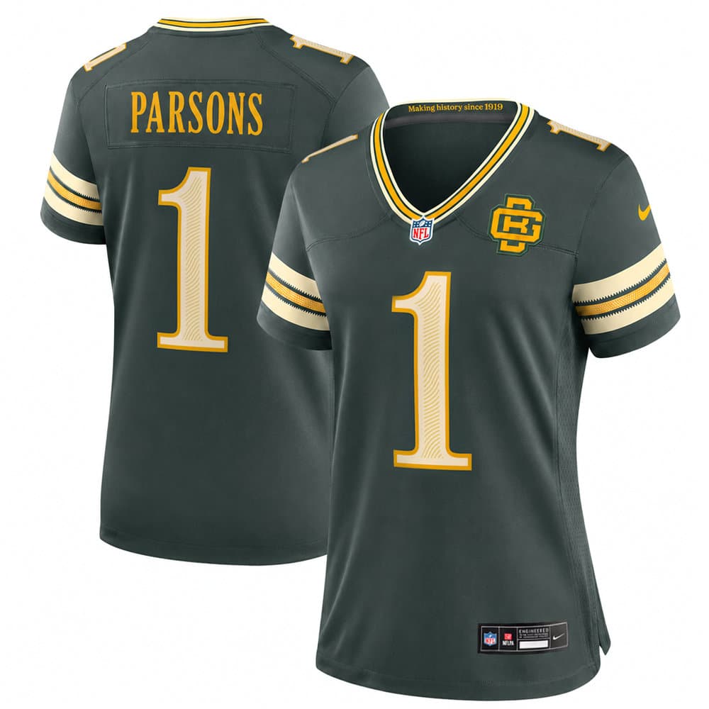 Women's Green Bay Packers #1 Micah Parsons Green 2026 Rivalries Collection Game Jersey