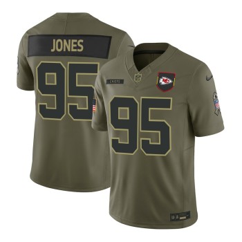 Youth's Kansas City Chiefs #95 Chris Jones Nike Olive 2025 Salute to Service Retired Limited Jersey Youth's Kansas City Chiefs #95 Chris Jones Nike Olive 2025 Salute to Service Retired Limited Jersey