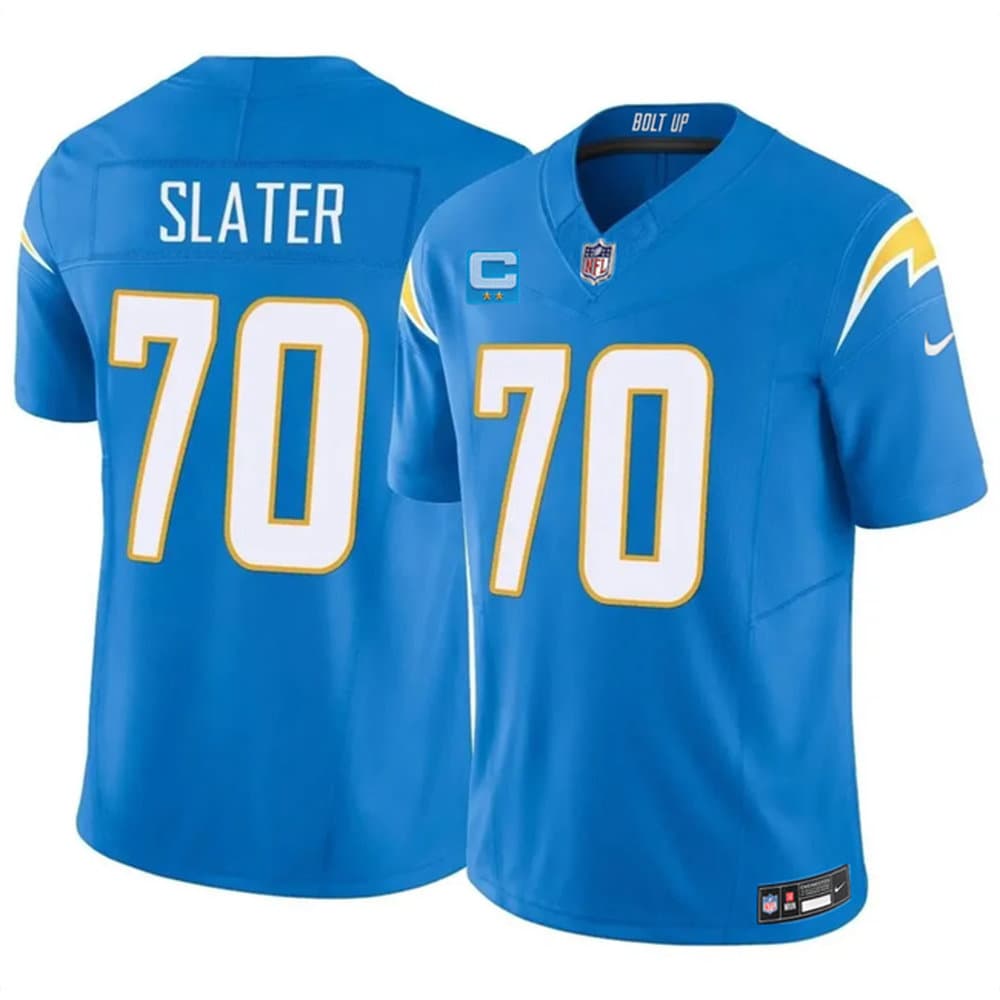 Men's Los Angeles Chargers #70 Rashawn Slater Blue 2026 2-Star C Patch Vapor F.U.S.E. Limited Jersey