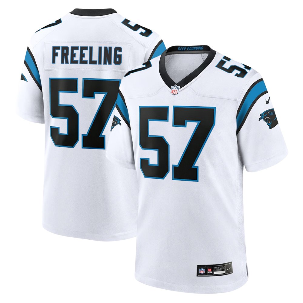 Men's Carolina Panthers #57 Monroe Freeling White 2026 NFL Draft Game Jersey