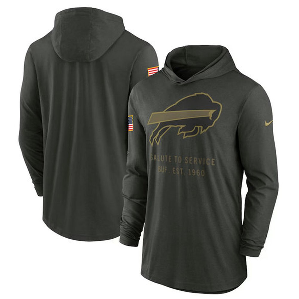 Men's Buffalo Bills Forest Green 2025 Salute to Service Sideline Dri-FIT Lightweight Pullover Hoodie Men's Buffalo Bills Forest Green 2025 Salute to Service Sideline Dri-FIT Lightweight Pullover Hoodie