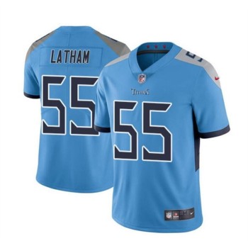 Men's Tennessee Titans #55 JC Latham Blue 2024 Draft Vapor Limited Stitched Football Jersey Men's Tennessee Titans #55 JC Latham Blue 2024 Draft Vapor Limited Stitched Football Jersey