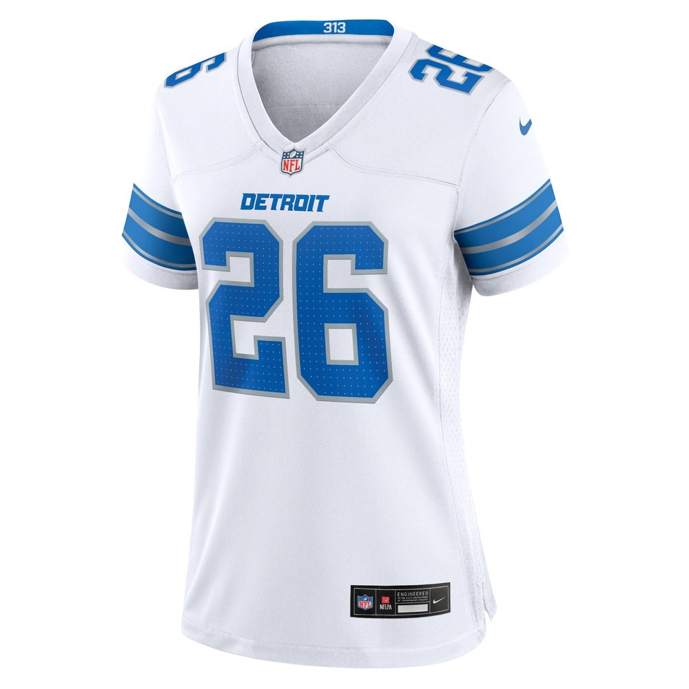 Women's Detroit Lions #26 Jahmyr Gibbs White Game Jersey