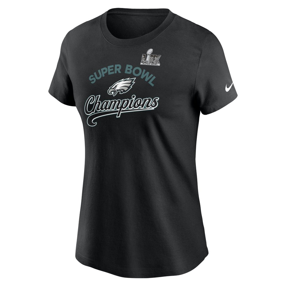 Women's Philadelphia Eagles  Black Super Bowl LIX Champions Tailsweep T-Shirt
