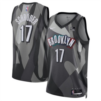Men's Brooklyn Nets #17 Dennis Schröder Black 2024/25 City Edition Stitched Basketball Jersey