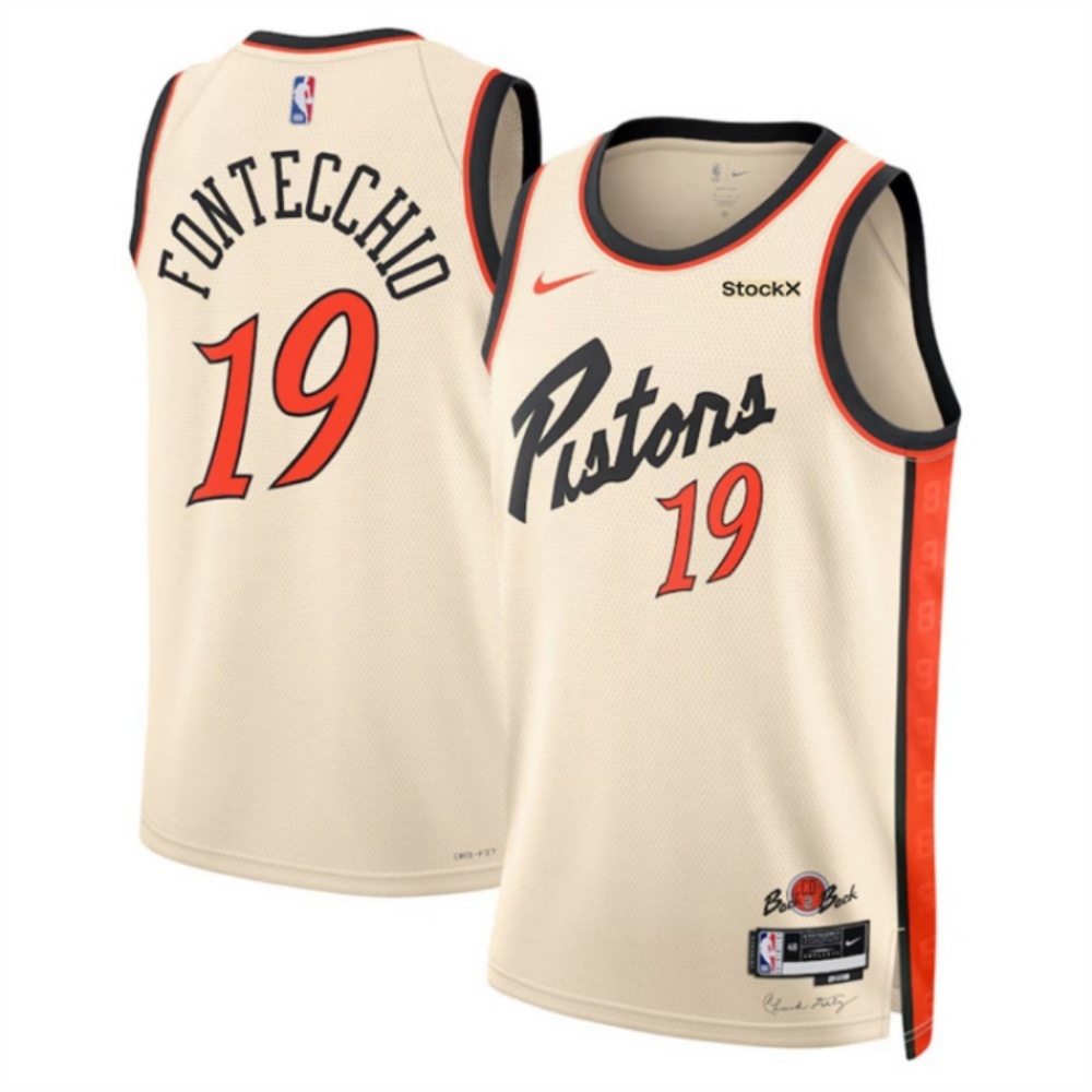 Men's Detroit Pistons #19 Simone Fontecchio Cream 2024/25 City Edition Stitched Basketball Jersey