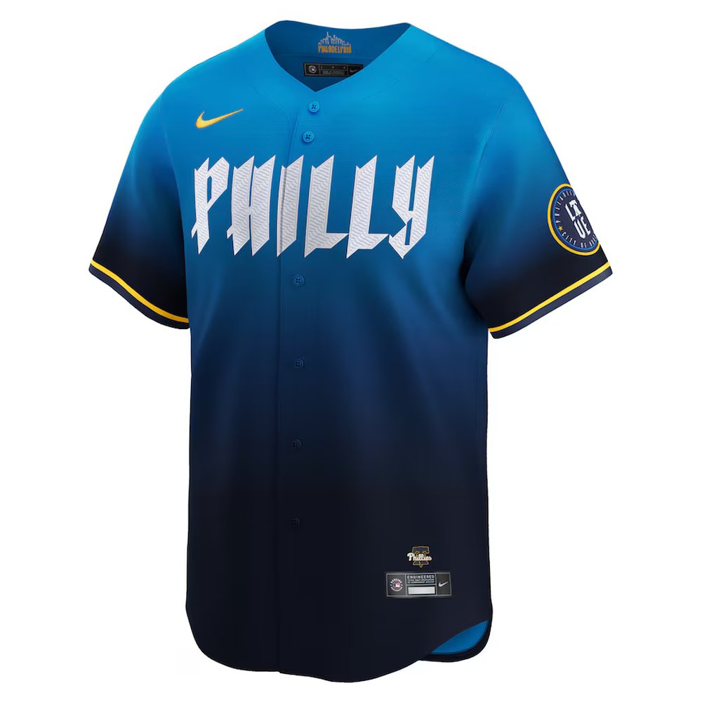 Men's Philadelphia Phillies #45 Zack Wheeler Nike Blue 2024 City Connect Limited Player Jersey