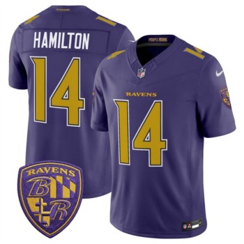 Men's Baltimore Ravens #14 Kyle Hamilton Purple F.U.S.E. Alternate Vapor Stitched Limited Football Jersey