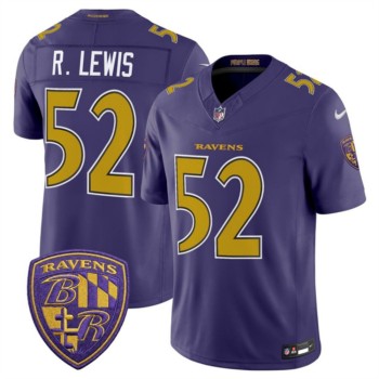 Men's Baltimore Ravens #52 Ray Lewis Purple F.U.S.E. Alternate Vapor Stitched Limited Football Jersey