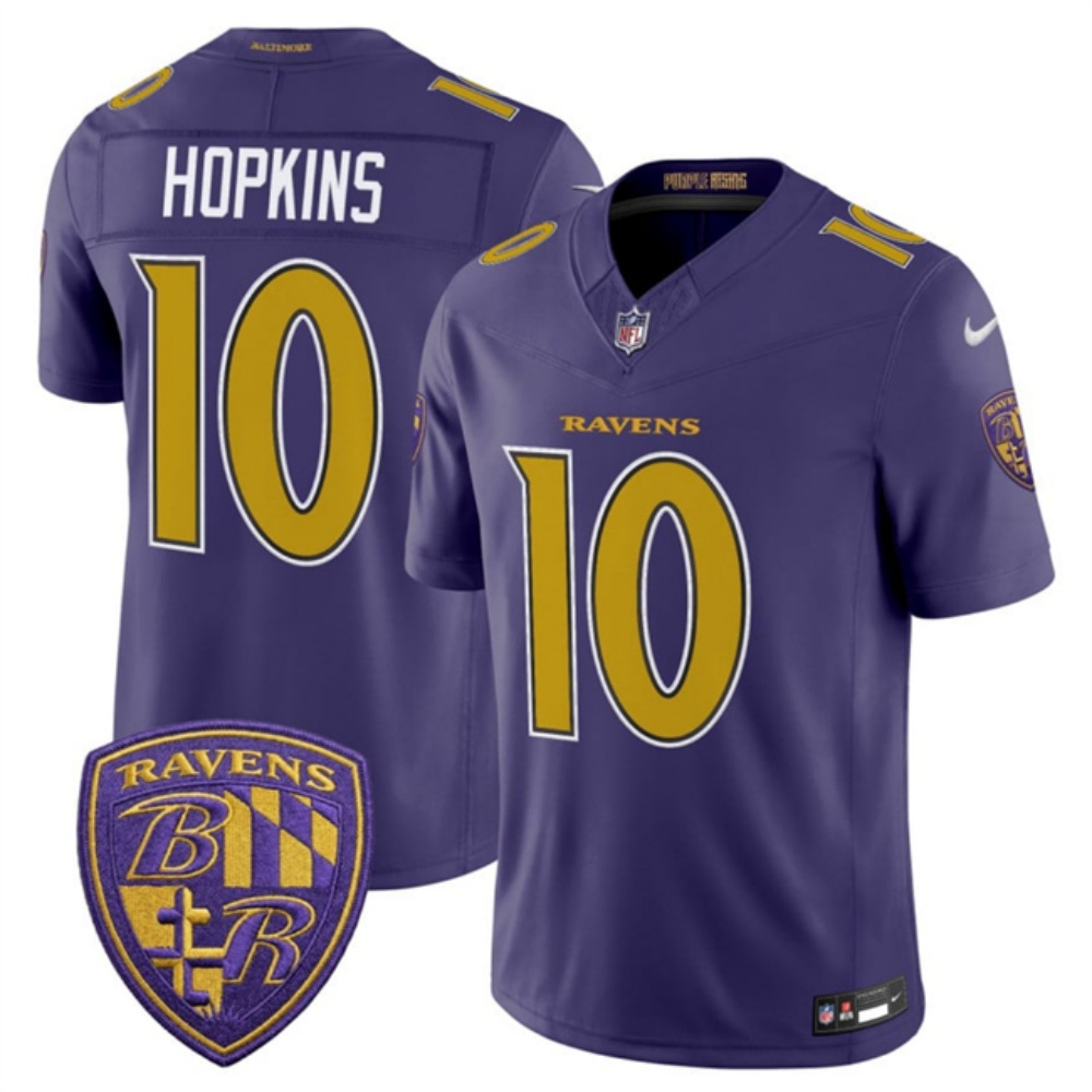 Men's Baltimore Ravens #10 DeAndre Hopkins Purple F.U.S.E. Alternate Vapor Stitched Limited Football Jersey