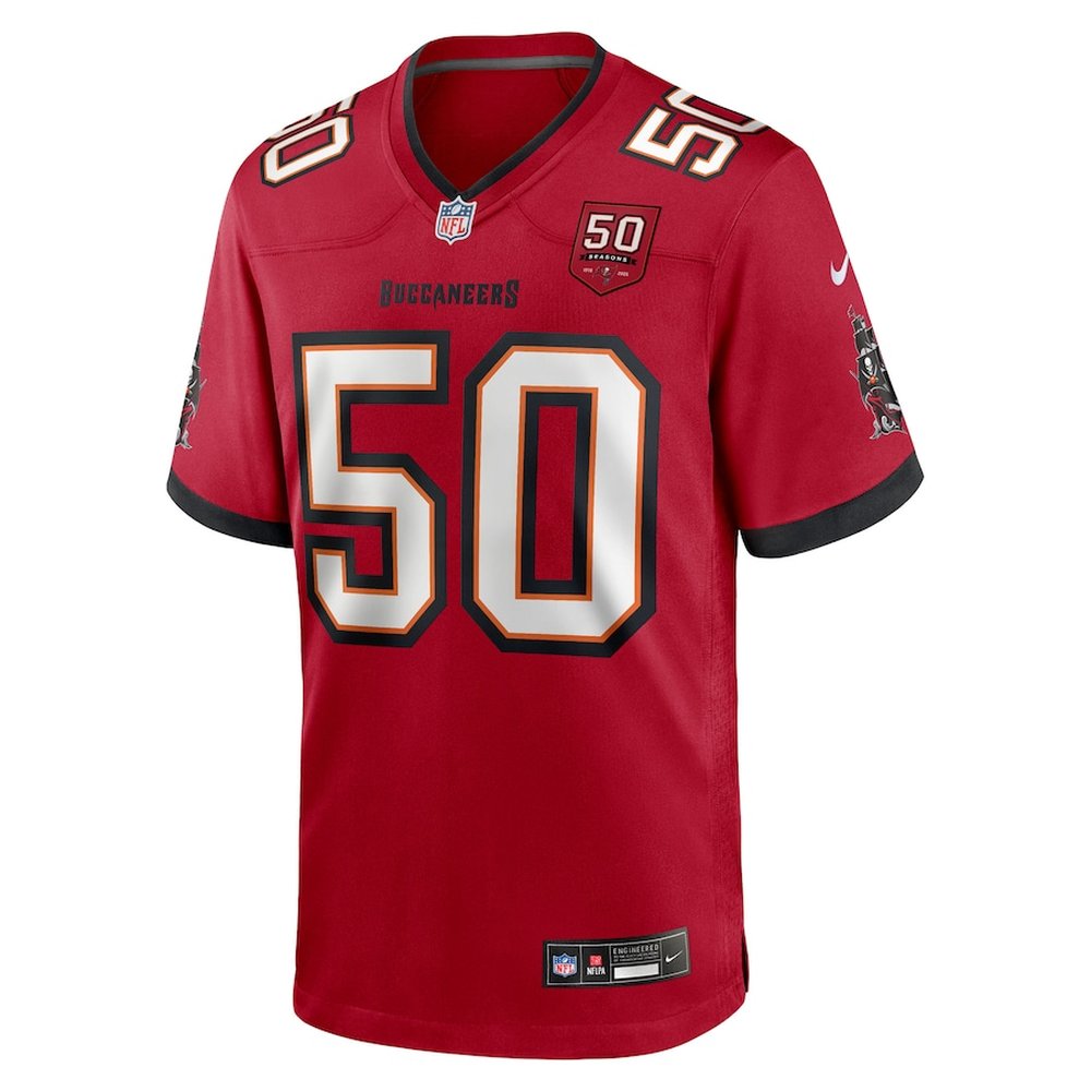 Men's Tampa Bay Buccaneers #50 Vita Vea Nike Red 50th Anniversary Game Jersey Men's Tampa Bay Buccaneers #50 Vita Vea Nike Red 50th Anniversary Game Jersey