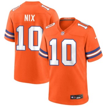 Men's Denver Broncos Bo Nix Orange Mile High Collection 1977 Throwback Player Game Jersey Men's Denver Broncos Bo Nix Orange Mile High Collection 1977 Throwback Player Game Jersey