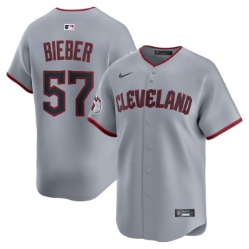 Men's Cleveland Guardians #57 Shane Bieber Gray Home Limited Player Jersey