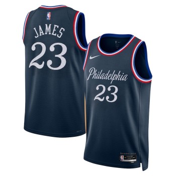 Men's Philadelphia 76ers #23 LeBron James Navy Swingman City Edition Jersey