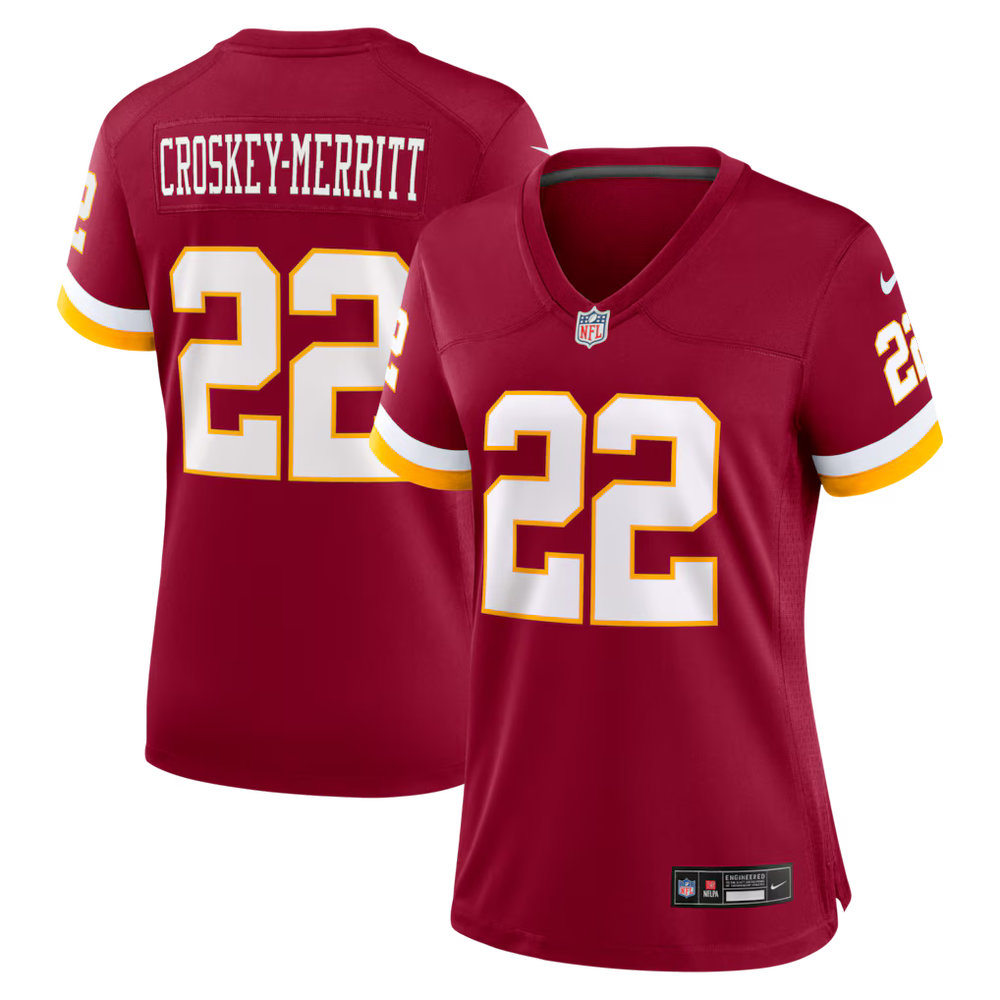Women's Washington Commanders #22 Jacory Croskey-Merritt Nike Burgundy Game Jersey Women's Washington Commanders #22 Jacory Croskey-Merritt Nike Burgundy Game Jersey