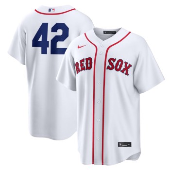 Men's Boston Red Sox #42 Jackie Robinson Nike White Home 2026 Jackie Robinson Day Replica Jersey