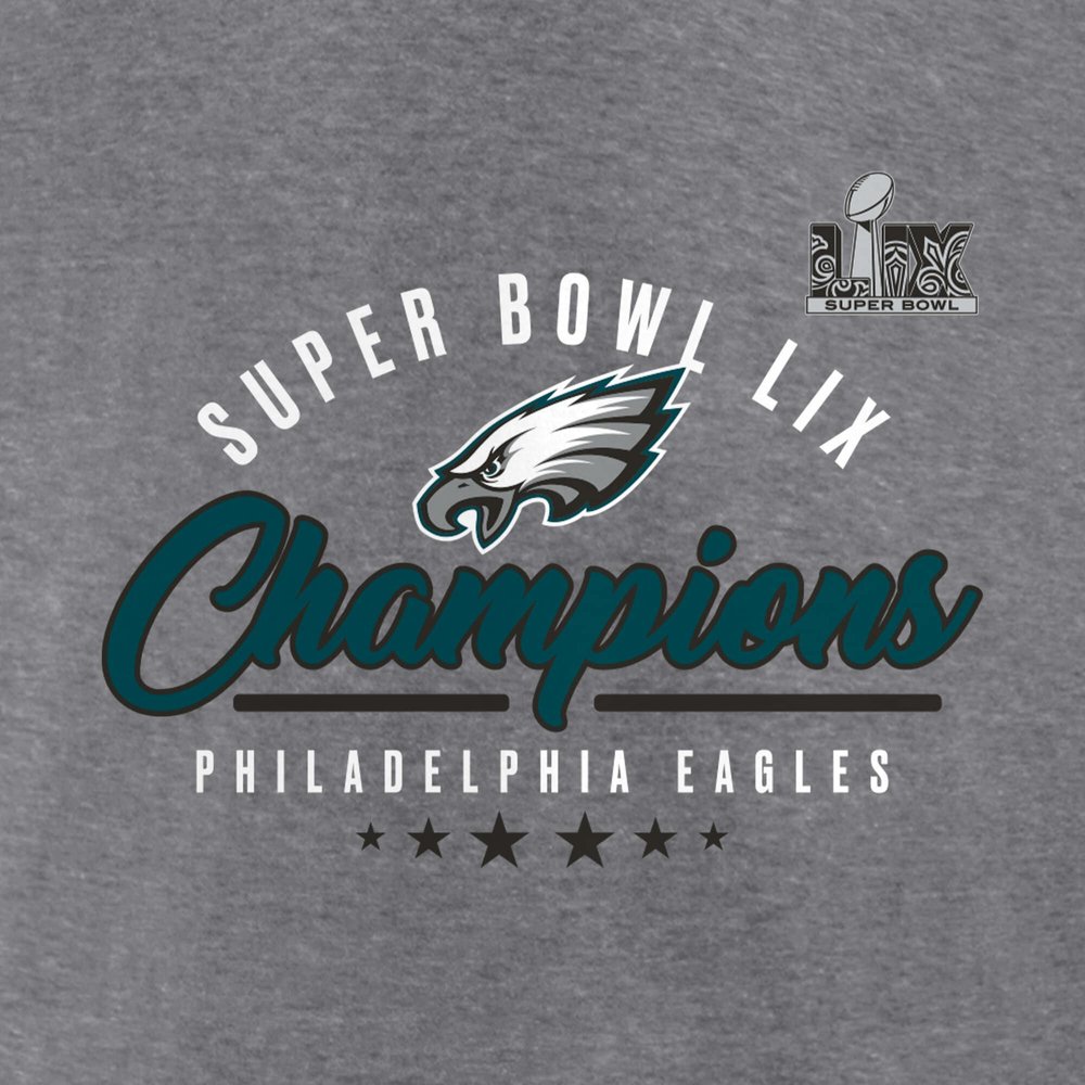 Women's Philadelphia Eagles  Heather Gray Super Bowl LIX Champions Prestigious Run Tri-Blend Scoop Neck T-Shirt