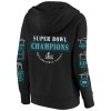 Women's Philadelphia Eagles  Black Super Bowl LIX Champions Plus Size Four Piece Notch Neck Pullover Hoodie
