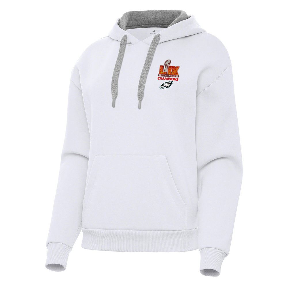 Women's Philadelphia Eagles Antigua White Super Bowl LIX Champions Victory Pullover Hoodie Women's Philadelphia Eagles Antigua White Super Bowl LIX Champions Victory Pullover Hoodie
