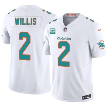 Men's Miami Dolphins #2 Malik Willis White 2026 1-Star C Patch Vapor F.U.S.E. Limited Jersey Men's Miami Dolphins #2 Malik Willis White 2026 1-Star C Patch Vapor F.U.S.E. Limited Jersey