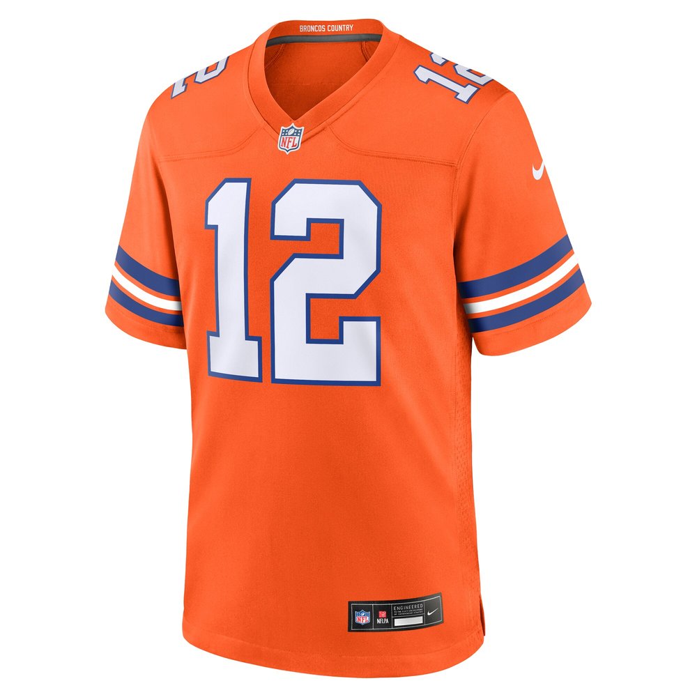 Men's Denver Broncos Tim Patrick Orange Mile High Collection 1977 Throwback Player Game Jersey Men's Denver Broncos Tim Patrick Orange Mile High Collection 1977 Throwback Player Game Jersey