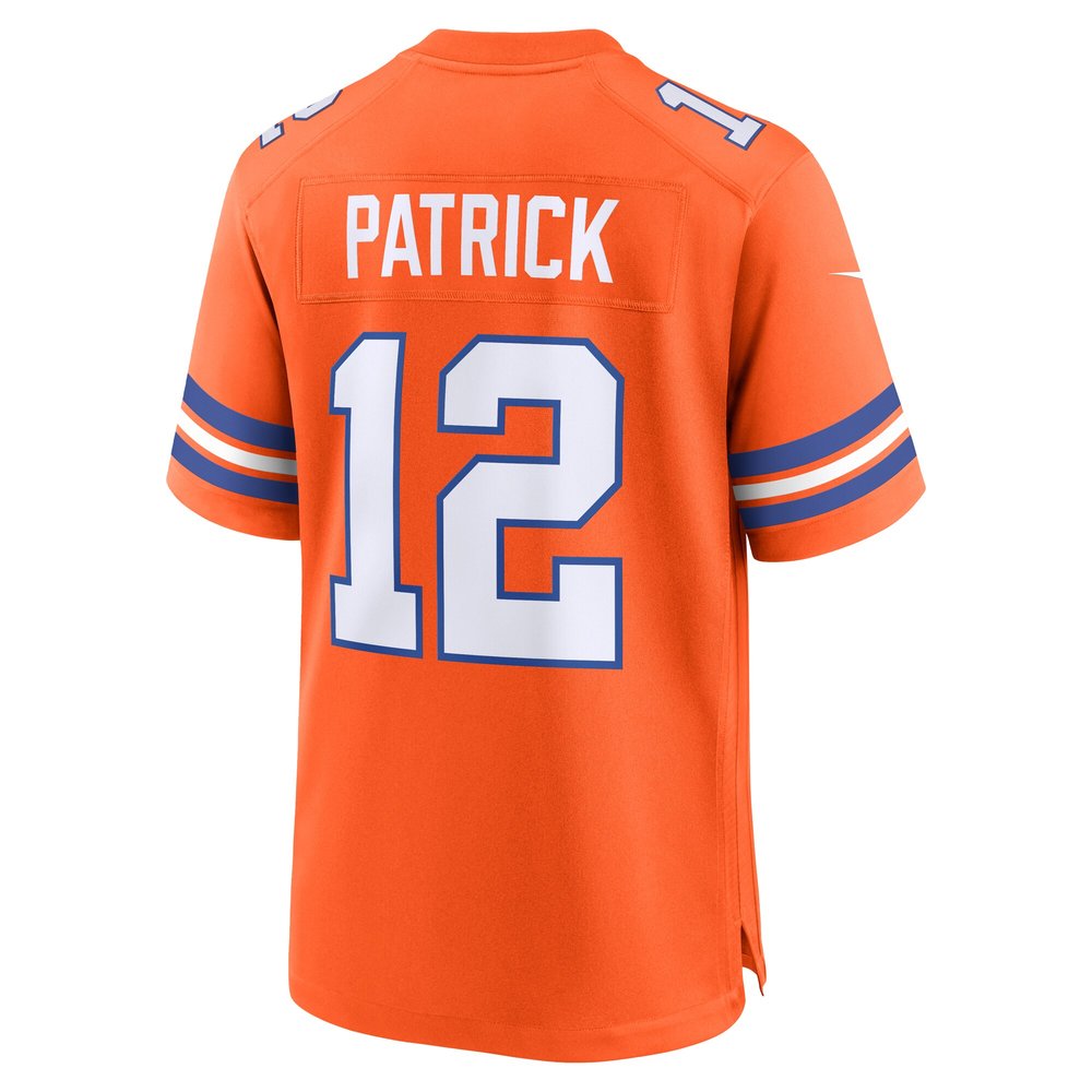 Men's Denver Broncos Tim Patrick Orange Mile High Collection 1977 Throwback Player Game Jersey Men's Denver Broncos Tim Patrick Orange Mile High Collection 1977 Throwback Player Game Jersey