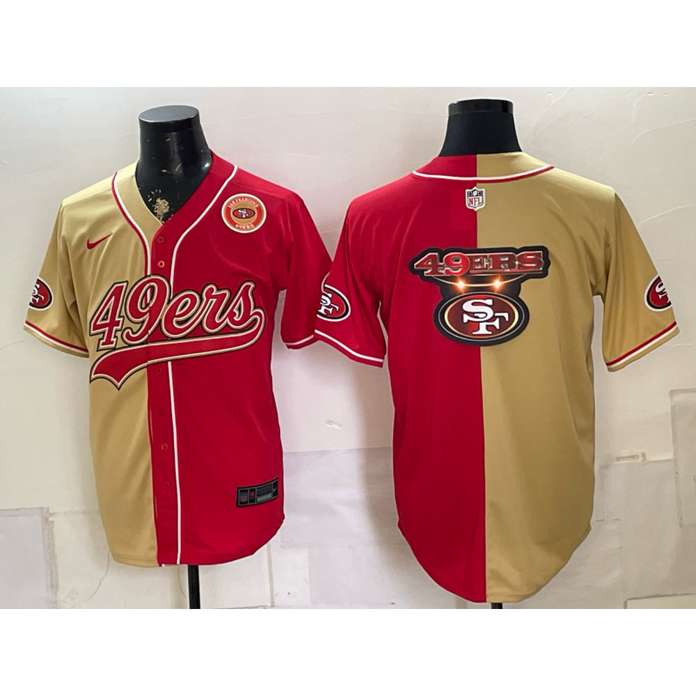 Men's San Francisco 49ers Red Split Cool Base Stitched Baseball Jersey