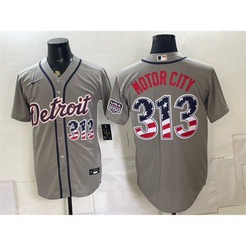 Men's Detroit Tigers #313 Motor City Grey 2026 USA 250 Fourth of July Jersey