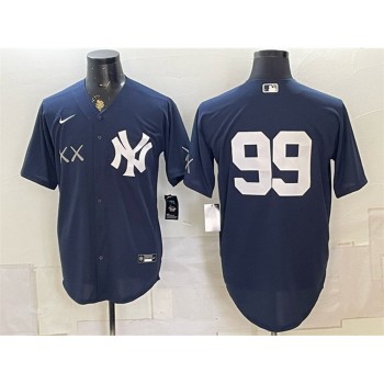 Men's New York Yankees x KAWS #99 Aaron Judge Navy Stadium Baseball Jersey