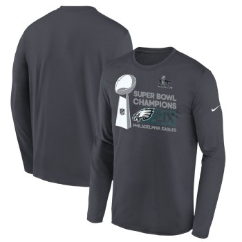 Youth Philadelphia Eagles  Anthracite Super Bowl LIX Champions Locker Room Trophy Collection Long Sleeve T-Shirt
