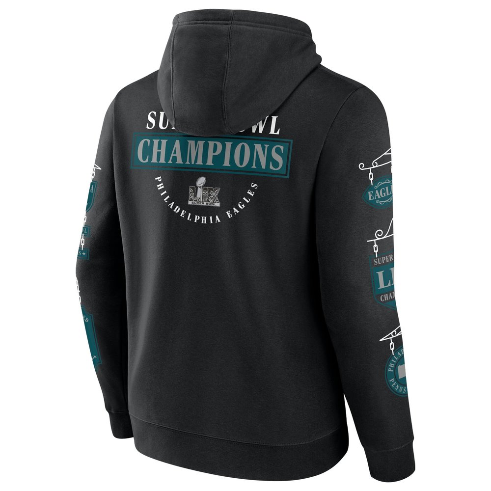 Men's Philadelphia Eagles Black Super Bowl LIX Champions Pullover Hoodie