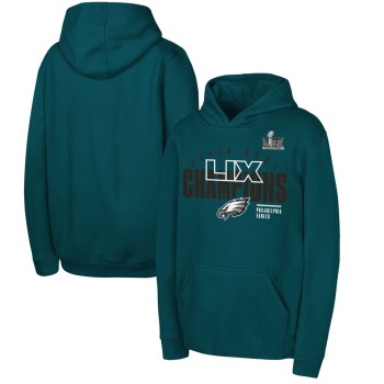Youth Philadelphia Eagles  Midnight Green Super Bowl LIX Champions Iconic Victory Pullover Hoodie