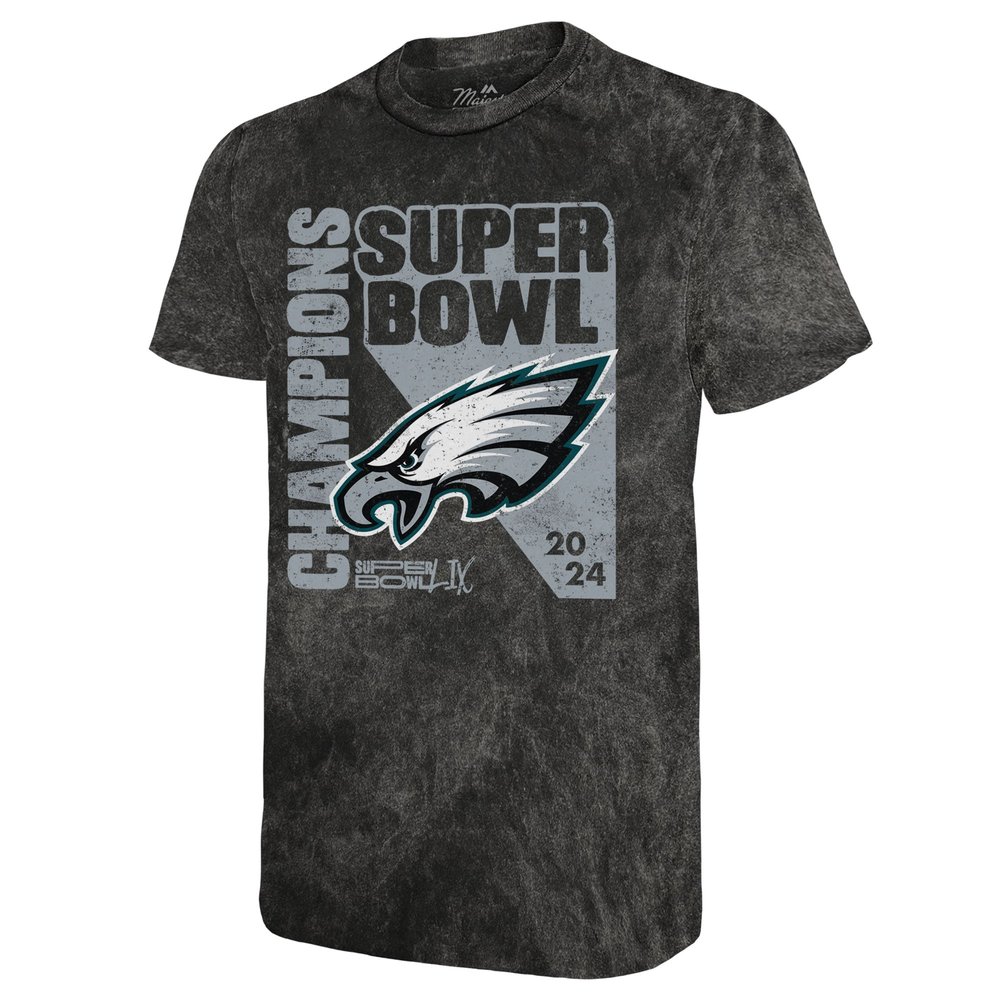 Men's Philadelphia Eagles Threads Black Super Bowl LIX Champions Mineral Wash T-Shirt