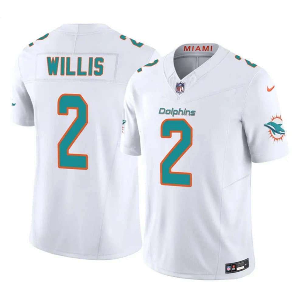 Men's Miami Dolphins #2 Malik Willis White 2026 Vapor F.U.S.E. Limited Jersey