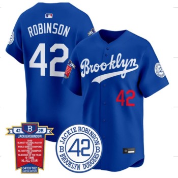 Men's Brooklyn Dodgers #42 Jackie Robinson Royal Stitched Baseball Jersey